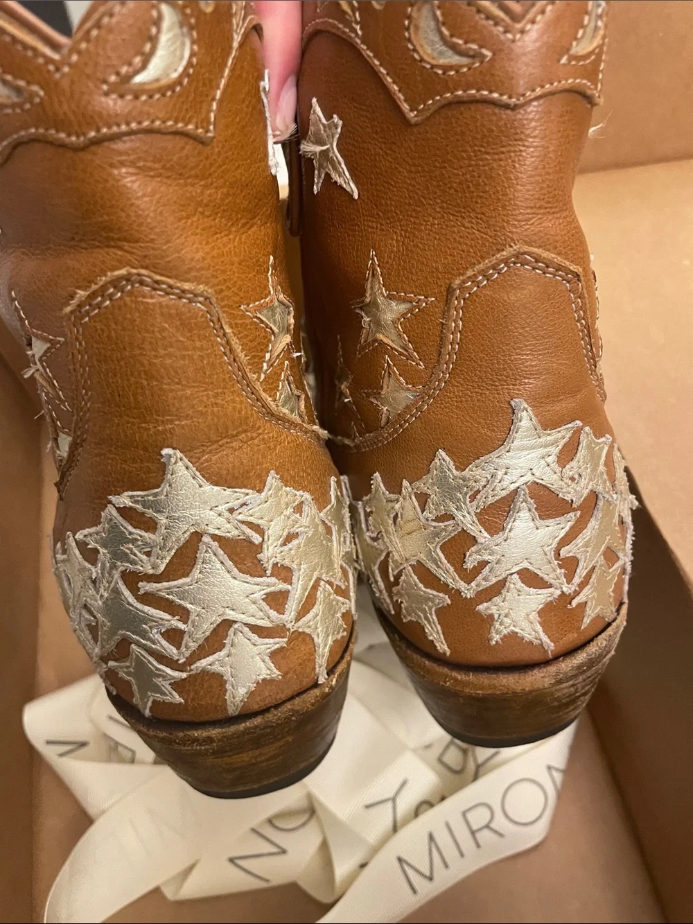 Miron Crosby Brooke Sienna Star Leather Ankle Boots